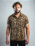 Men's Full Size Leopard Print Short Sleeve Shirt Plus Size
